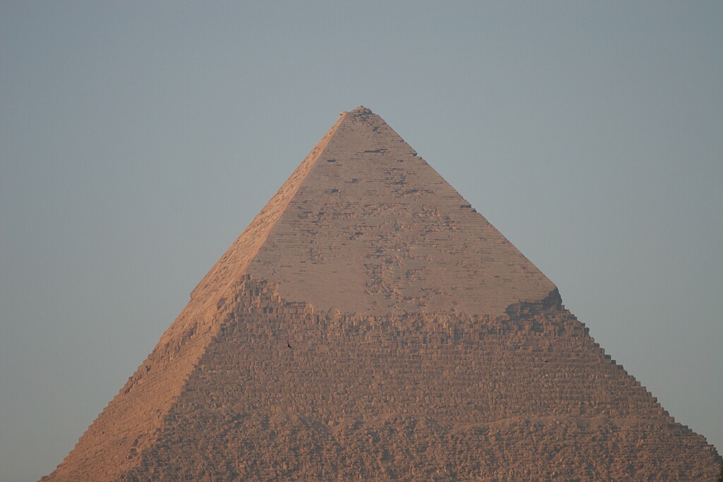 Top of the Pyramid of Khafre. All three pyramids were as smooth as the top of Khafres pyramid originally.