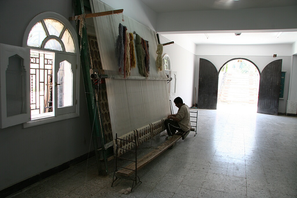 Inside a carpet factory