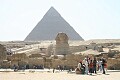Sphinx, Pyramid of Khafre, and lots of tourists